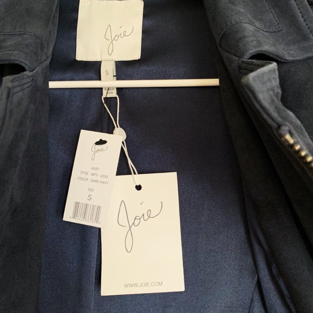Women's NWT Joie Ailey Leather Suede Moto Jacket in Dark Navy - Picture 7 of 7